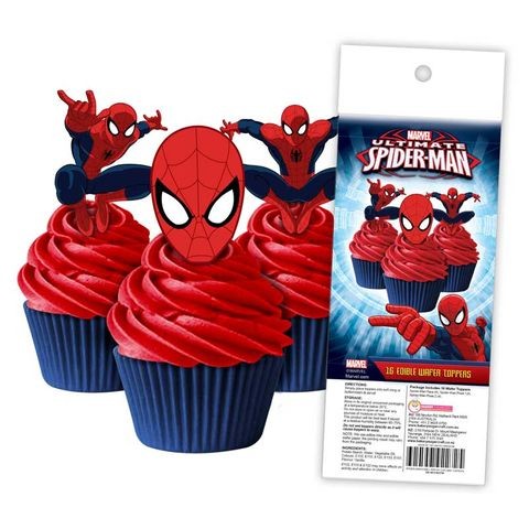 Cake Craft Spiderman Edible Toppers 16pc
