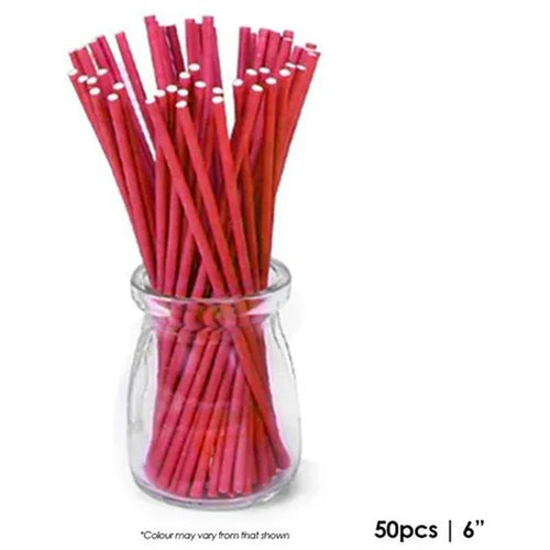 Cake Craft Lollipop Stick - 6inch - Red - 50pk