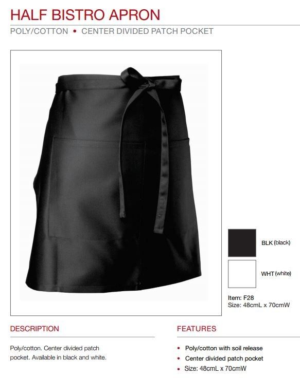 Chef Works 1/2 Bistro Apron F28