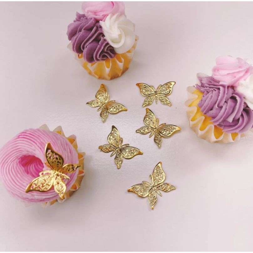 More Decos Filagree Gold Arched Butterflies 10pk
