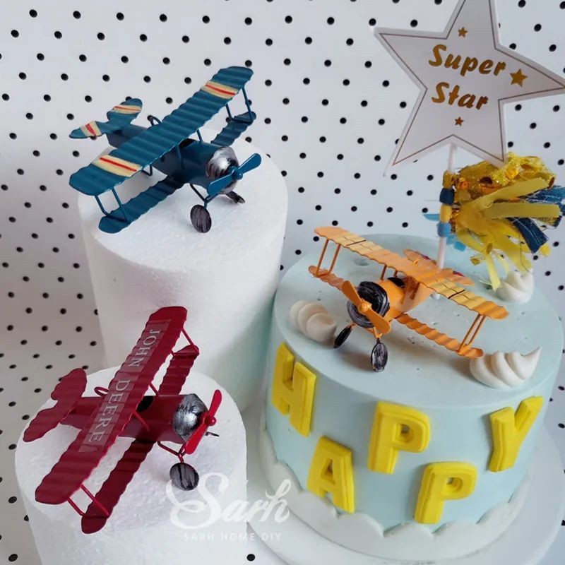 cake-topper-biplane-blue-1pc