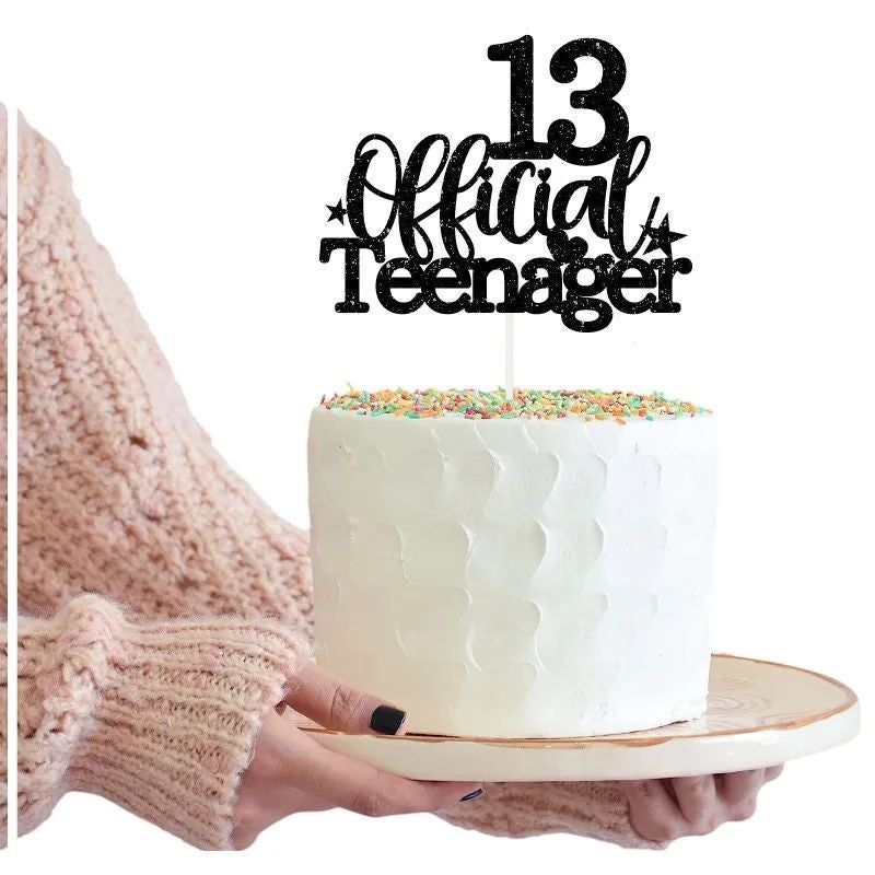 Official Teenager Cake Topper â€“ Black glitter