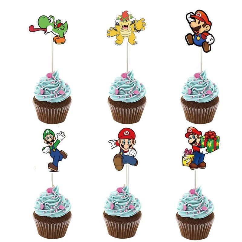 Cake Topper Super Mario Bros 24pc picks