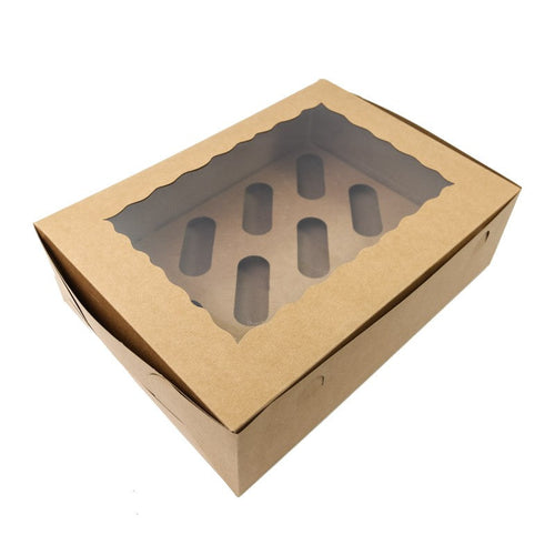 12 cupcake Brown Cupcake Box with PVC Window Bake Group