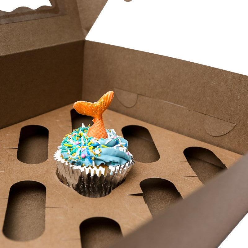 12 cupcake Brown Cupcake Box with PVC Window Bake Group