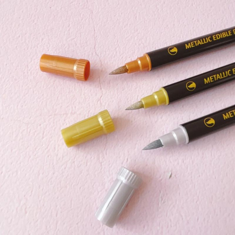 More Metallic Edible Markers Set of 3 - Gold, Copper and Silver Pearl