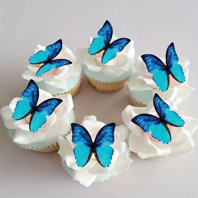 Edible Wafer Paper Butterflies - Blue 60pcs
