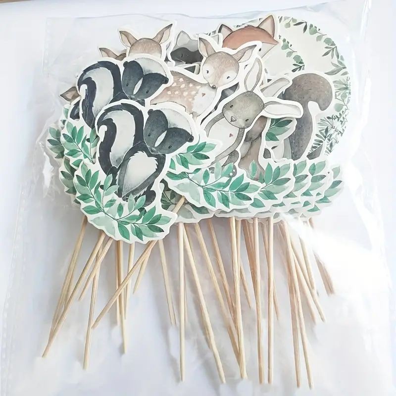 Welcome Baby Woodland Animal Cupcake Toppers 33pcs