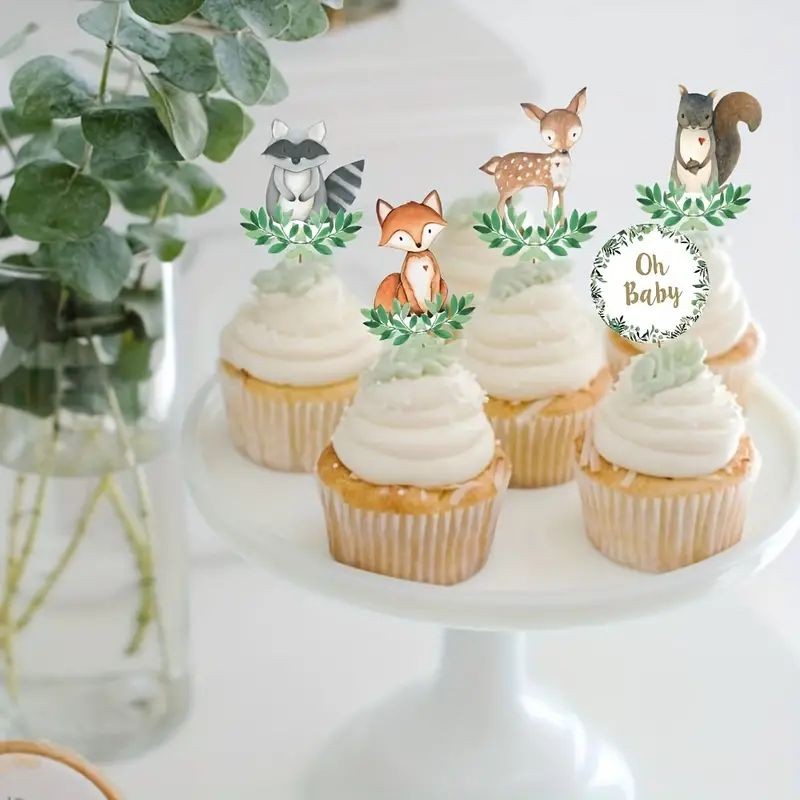 Welcome Baby Woodland Animal Cupcake Toppers 33pcs