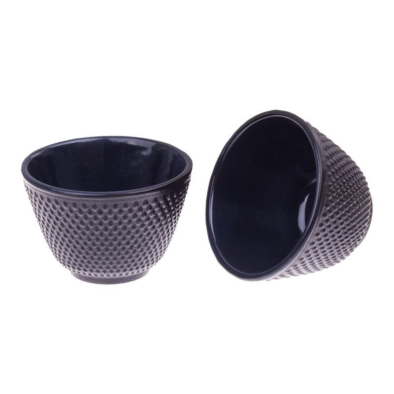 Teaology Cast Iron Tea Cup Set 120ml Hobnail Black 2pc