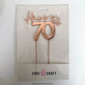 Cake Craft Happy 70th Metal Cake Topper - Rose Gold