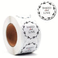 Sticker 'Baked with love' 2.5cm Round White 500pc