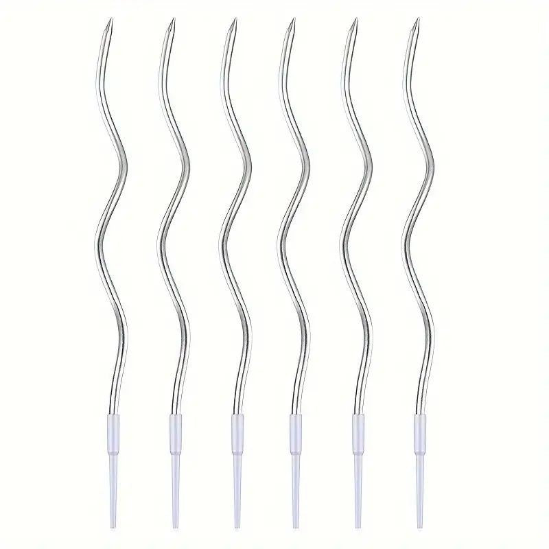 Candles Twisty Spiral Silver 6pc