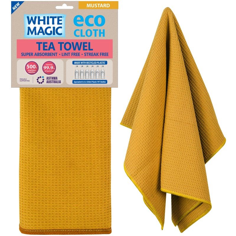 White Magic Tea Towel Single Pack Mustard