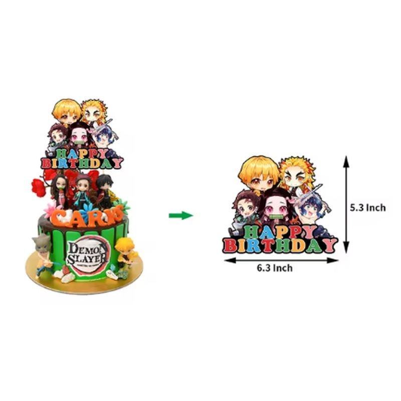 Cake Topper Demon Slayer Happy Birthday 13.5x16cm