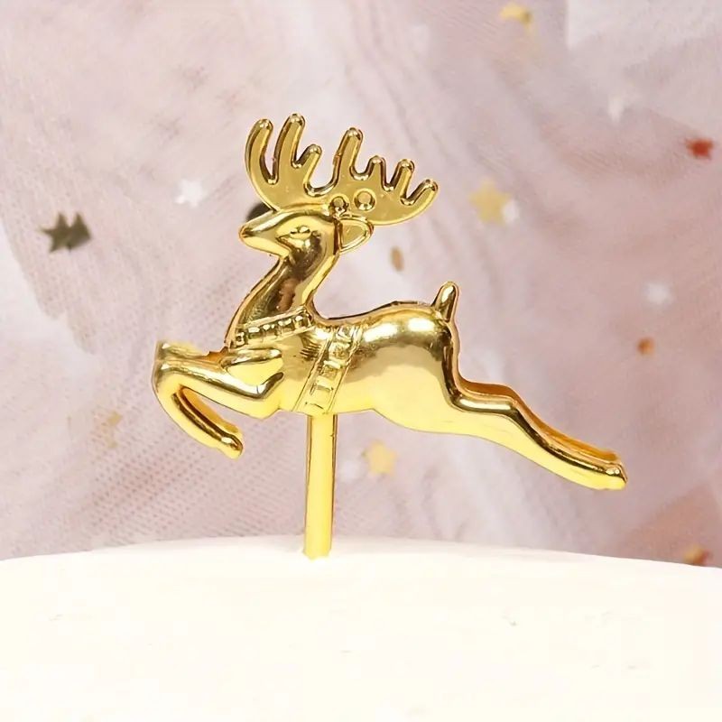Mini Cake Topper Golden Reindeer