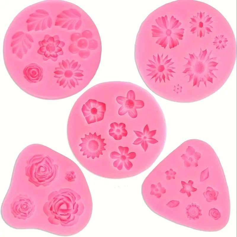 Silicone Mould Floral 5pc Assorted