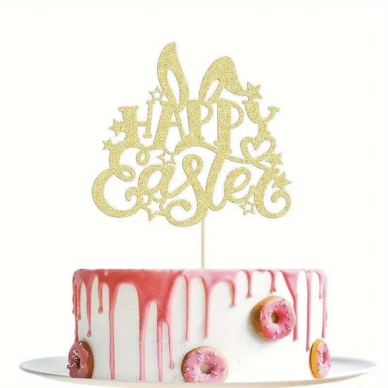 cake-topper-gold-glitter-happy-easter