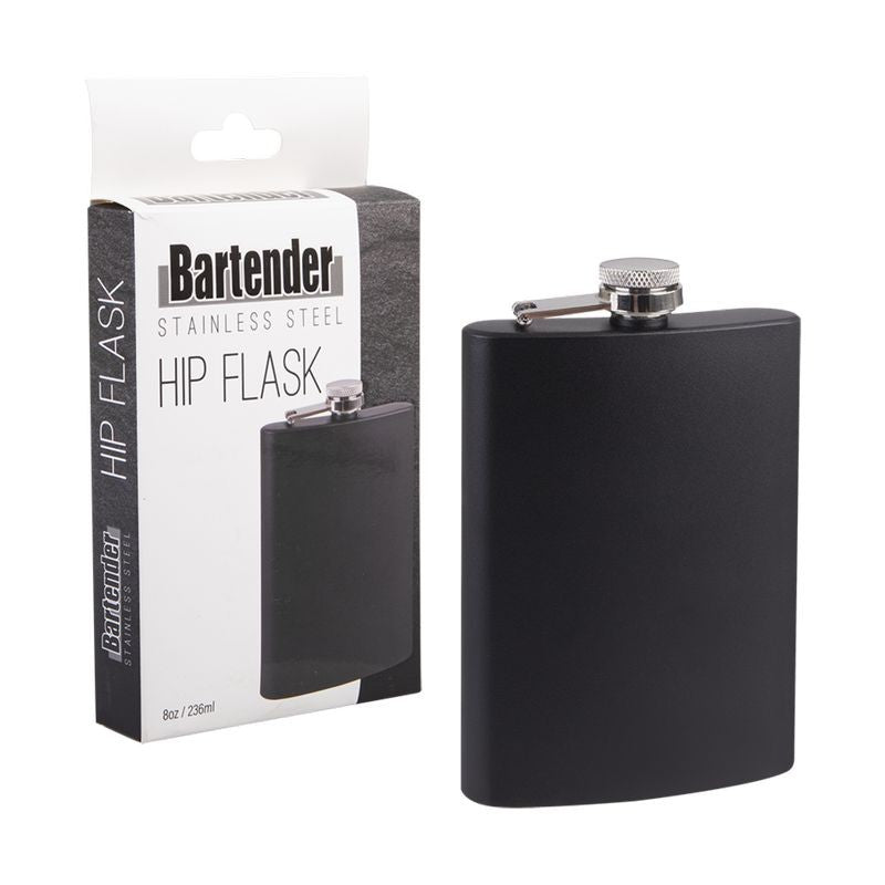 bartender-stainless-steel-hip-flask-matte-black-8-ounce-237ml
