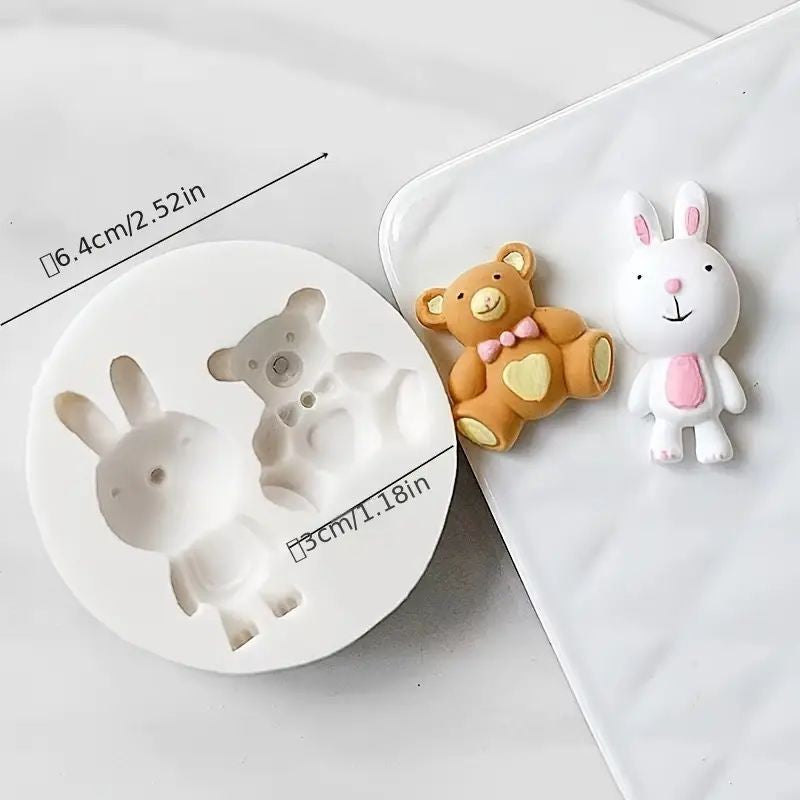 Silicone Mould Bunny & Bear 2 cavity