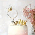Cake Topper Gold Crown Pearl Large