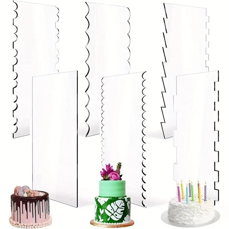 Large Acrylic Scraper Set 6pc Assorted Patterns