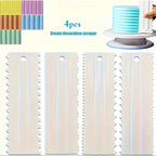 Buttercream Cake Scraper 4pc Set Assorted Designs