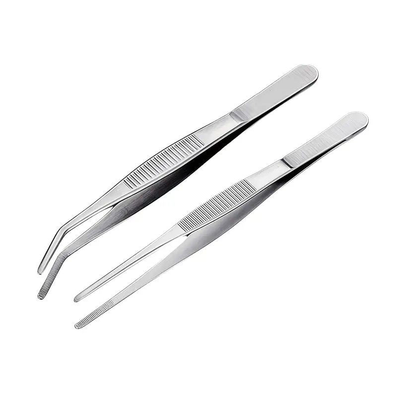 Set of 2 Tweezers Straight and Bent 20cm