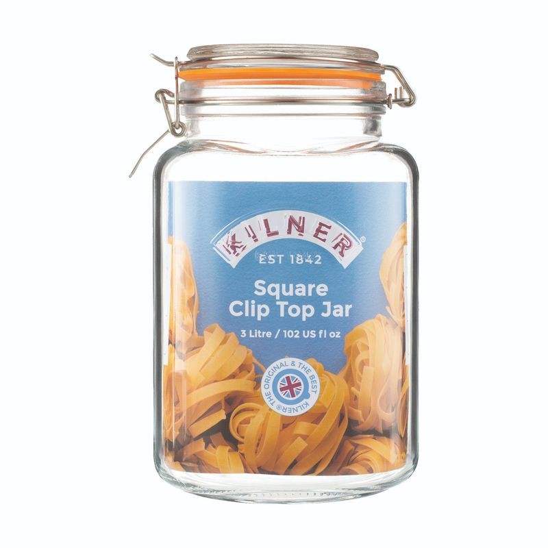Kilner Clip Top Square Jar 3L