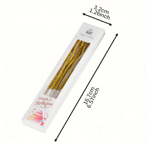 Cake Candle Gold Glitter 6pc