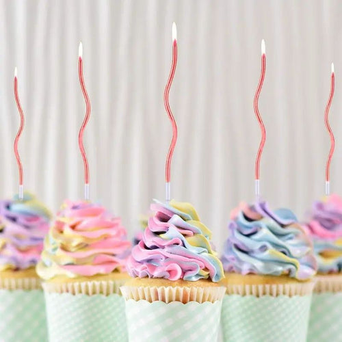 Cake Candle Pink Glitter 6pc
