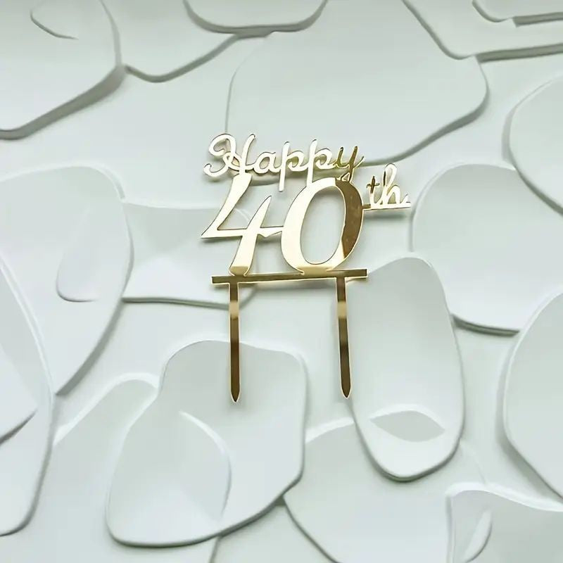Cake Topper Hello 40 Acrylic Gold 1pc