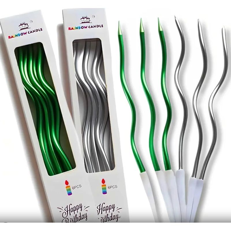 Candles Twisty Spiral Green 6pc