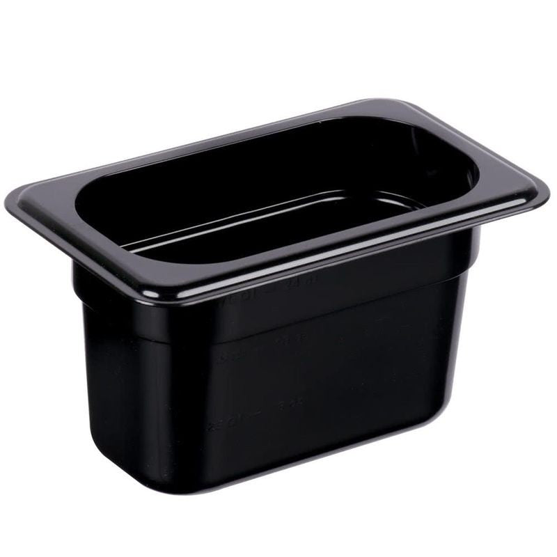 KH Classik Chef Polycarbonate Steam Pan Food Pan Black 1/9 Size 100mm