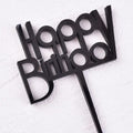 Budget Range Happy Birthday Cake Topper Acrylic Black Block