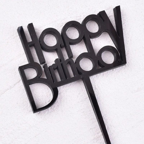 Budget Range Happy Birthday Cake Topper Acrylic Black Block