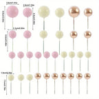 Cake Topper Balls 32pc Gold Beige Pink