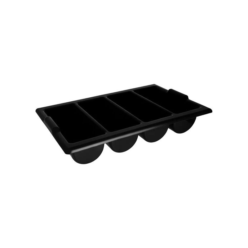 Chef Inox Cutlery Box - Black 4 Compartment 330x550x100mm