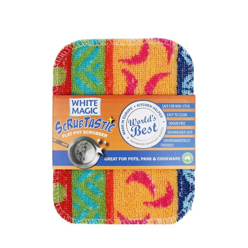 White Magic Scrubtastic Flat Pot Scrubber - Assorted Designs