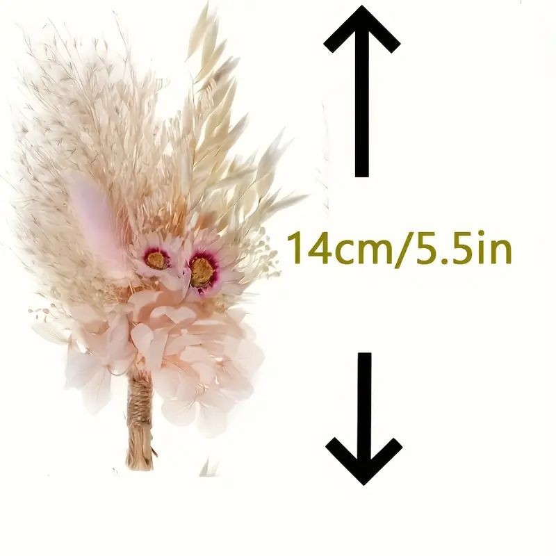Cake Topper Pampas Dried Flower Arrangement - Natural/Pink Tones