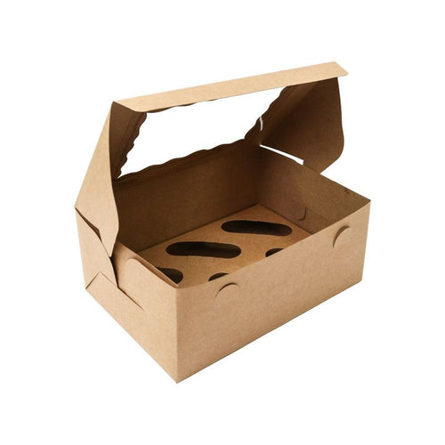 6 cupcakes x 12 Pack Brown Cupcake Box with PVC Window Bake Group