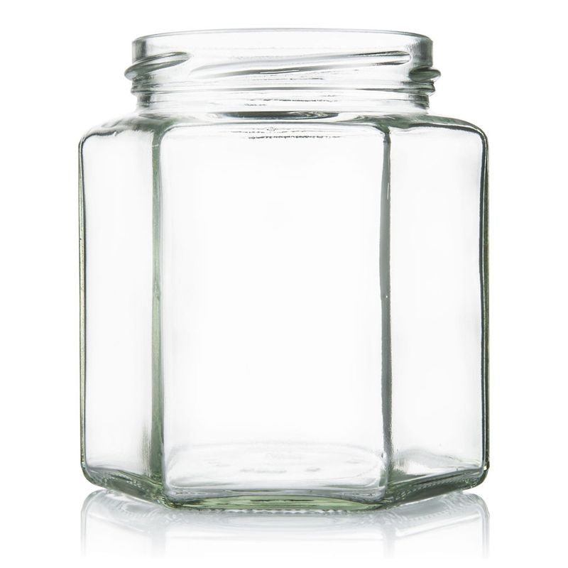 plasdene-glass-hex-food-jar-with-twist-finish-390ml
