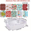 Christmas Disposable Foil Trays with Lids - 11 x 9.5 x 5 cm 5 Pack