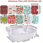 Christmas Disposable Foil Trays with Lids - 11 x 9.5 x 5 cm 5 Pack