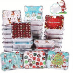 Christmas Disposable Foil Trays with Lids - 11 x 9.5 x 5 cm 5 Pack