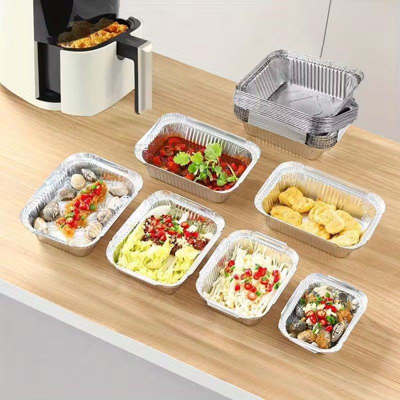 Christmas Disposable Foil Trays with Lids - 11 x 9.5 x 5 cm 5 Pack