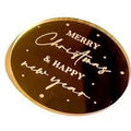 Acrylic Topper Round Merry Christmas & Happy New Year - Gold 1pc