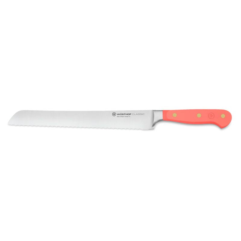 Wusthof Classic Bread Knife Double Serrated 23cm - Coral Peach