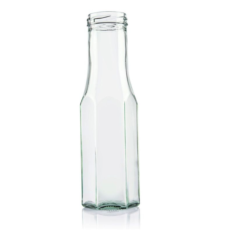 Plasdene Flint Glass Hex Sauce Bottle with Twist Neck - 250ml
