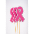 Cupcake Toppers - Breast Cancer Awareness Ribbon 12 piece